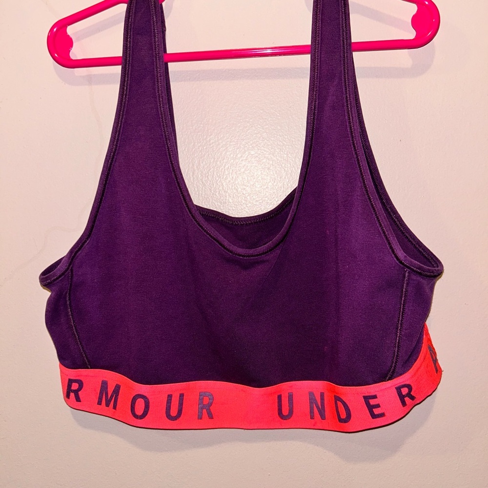 Under Armour Women's Vibrant Purple and Coral Sports Bra
